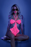 Neon Pink Lace Impress Me Bodysuit