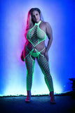 Plus Neon Green Fishnet Bodystocking & Panty