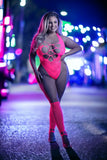 Plus Neon Pink Rhinestone Teddy & Gloves