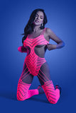 Neon Pink Cutout Rhinestone Teddy