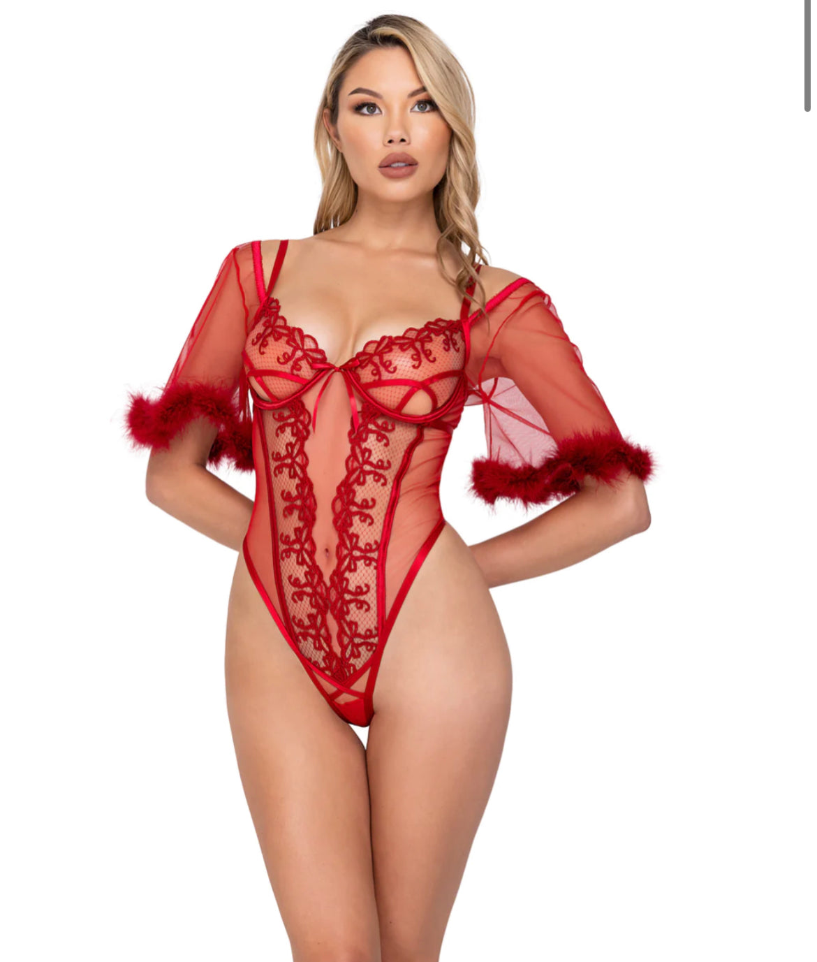 Red Rouge Bow Teddy
