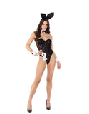8pc Black Sheer Official Playboy Bodysuit Costume