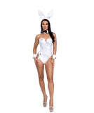 8pc Rhinestone White Silver Playboy Bunny Costume