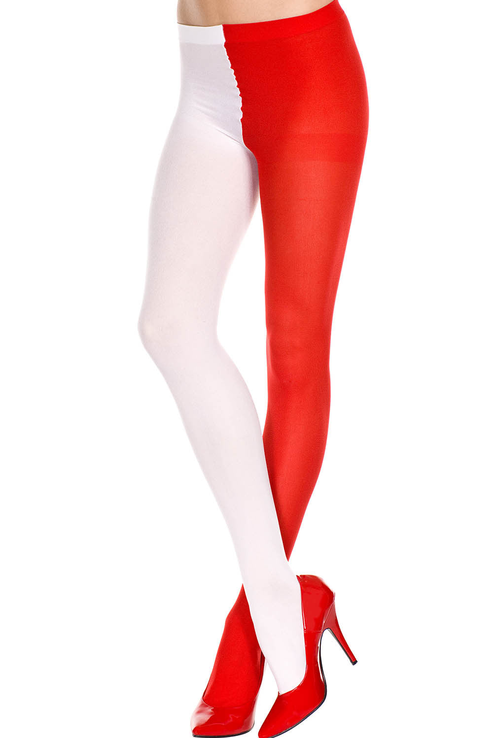 Red and White Opaque Pantyhose