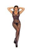 Black Fishnet Bodystocking With Butterfly Design