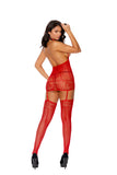 Red Crochet Camisette With Matching Stockings