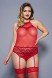 Plus Size Garted Lace Teddy