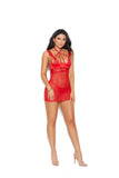 Elegant Moments Mesh And Eyelash Lace Babydoll With Underwire Demi Cups, Strappy Front Detail, Adjustable Straps And A Back Keyhole Hook And Eye Closure, Matching G-string Included