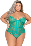 Plus Size Green Lace Fantasy Strapless Bustier
