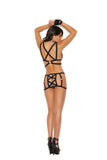 Elegant Moments Lycra Caged Top And Matching Mini Skirt With O Ring Accents