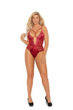 Plus Red Mesh, Lace And Satin Teddy