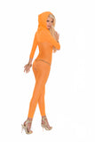 Orange  Crochet Footless Bodystocking With Open Crotch