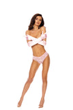 Elegant Moments Lace Panty With Pearl Accent And Open Crotch