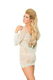 Elegant Moments Long Sleeve Lace Mini Dress With Lace Up Front