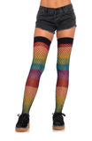 Rainbow Fishnet Thigh High