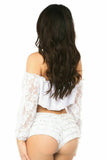 White Lined Lace Long Sleeve Peasant Top - Lust Charm 