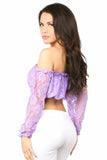 Lilac Lined Lace Long Sleeve Peasant Top - Lust Charm 