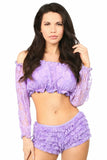 Lilac Lined Lace Long Sleeve Peasant Top - Lust Charm 