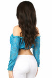 Teal Lined Lace Long Sleeve Peasant Top - Lust Charm 