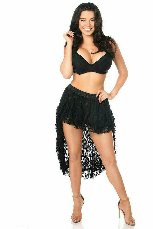 Black Lace High Low Lace Skirt - Daisy Corsets