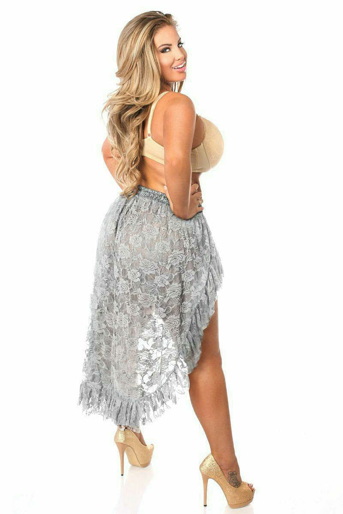 Lt Grey Lace High Low Skirt - Daisy Corsets