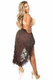 Dark Brown Lace High Low Skirt - Daisy Corsets