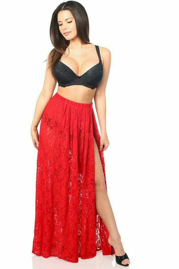 Sheer Red Lace Skirt - Daisy Corsets