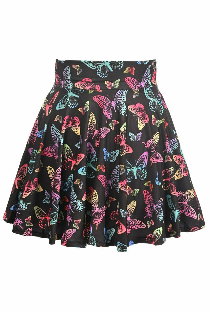 Butterfly Print Stretch Lycra Skirt - Lust Charm 