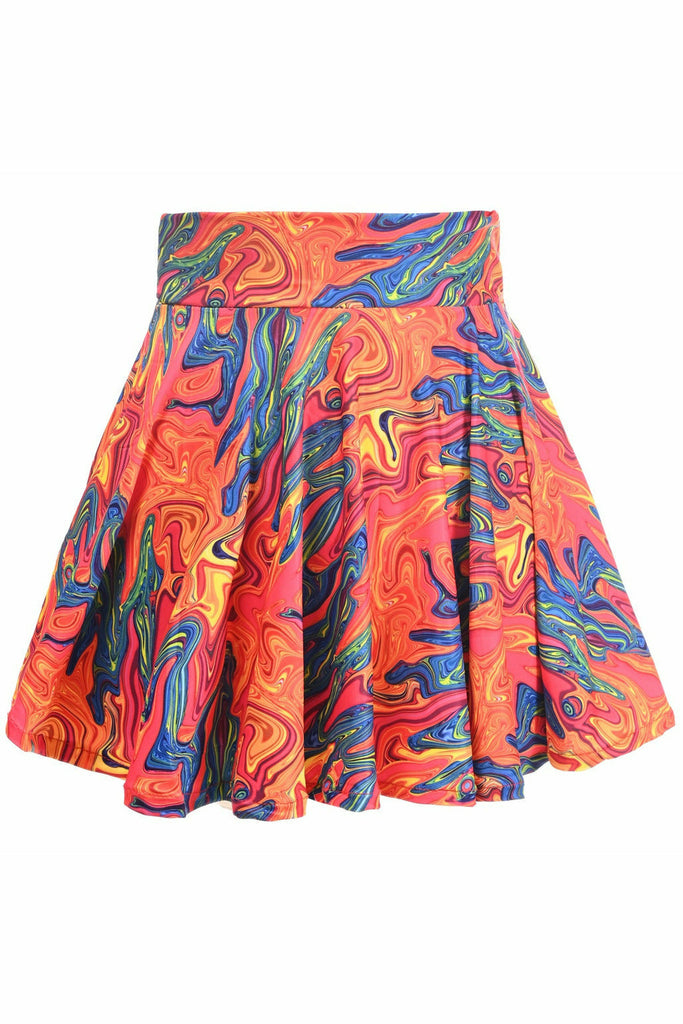 Orange Tie-Dye Stretch Lycra Skirt - Lust Charm 