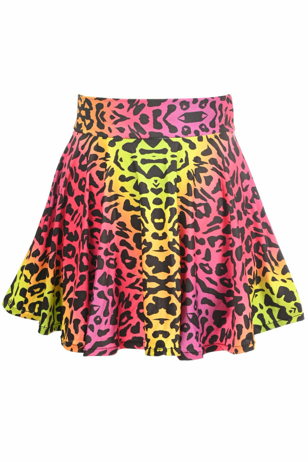 Rainbow Leopard Print Stretch Lycra Skirt - Lust Charm 