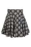 Black & White Skulls Stretch Lycra Skirt - Lust Charm 