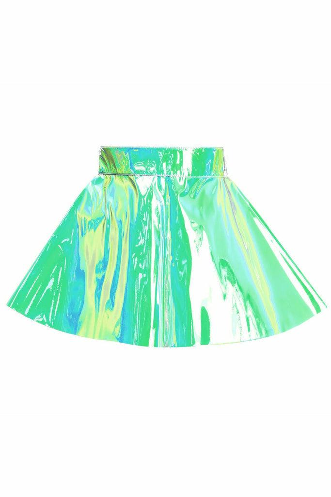 Mint Green Holo Skater Skirt - Lust Charm 