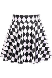 Black/White Diamond Print Stretch Lycra Skirt - Lust Charm 