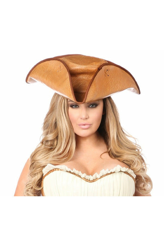 Camel Faux Leather Pirate Hat - Lust Charm 