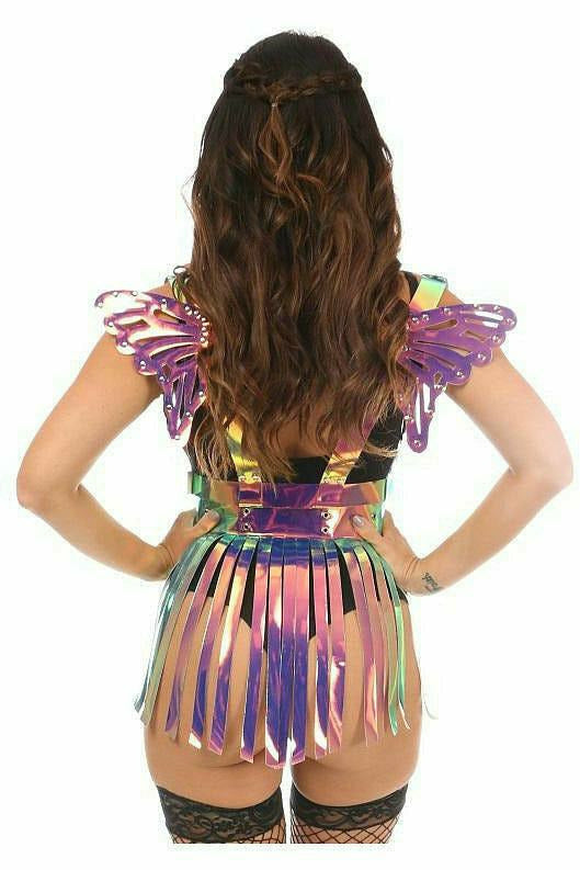 Rainbow Gold Holo Body Harness w/Wings - Small - Daisy Corsets