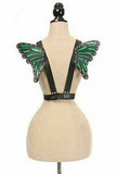 Black/Green Vegan Leather Butterfly Wings