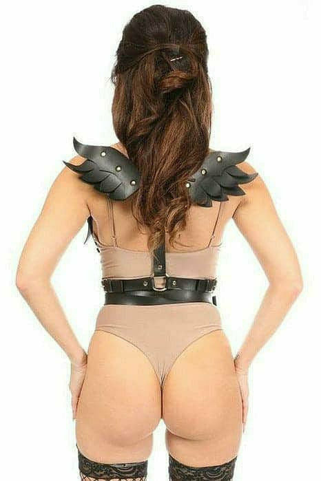 Black & Gold Vegan Leather Angel Wing Body Harness - Daisy Corsets