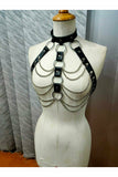 Black & Silver Faux Leather Body Harness - Lust Charm 