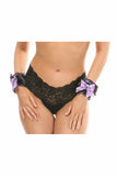 Kitten Collection Lavender/Black Lace Wrist Cuffs (set of 2) - Lust Charm 