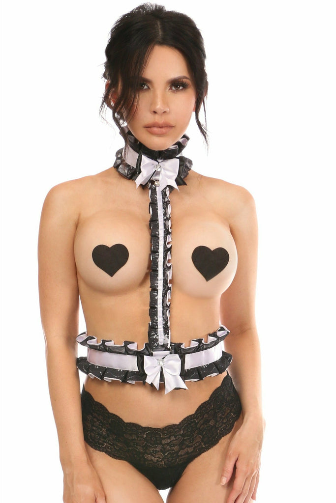 Kitten Collection White/Black Lace Single Strap Body Harness - Lust Charm 
