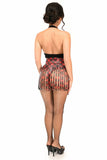 Red Plaid Faux Leather Fringe Skirt - Lust Charm 