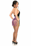 Rainbow Animal Print Faux Leather Fringe Skirt - Lust Charm 