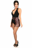 Black & Red Skull Faux Leather Fringe Skirt - Lust Charm 