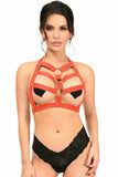 Red Stretchy Body Harness w/Gold Hardware