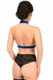 Royal Blue Stretchy Body Harness w/Gold Hardware - Lust Charm 