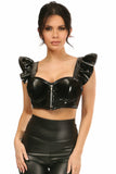 Lavish Black Patent Underwire Bustier Top w/Removable Ruffle Sleeves - Lust Charm 