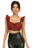 Lavish Red Plaid Underwire Bustier Top w/Removable Ruffle Sleeves - Daisy Corsets