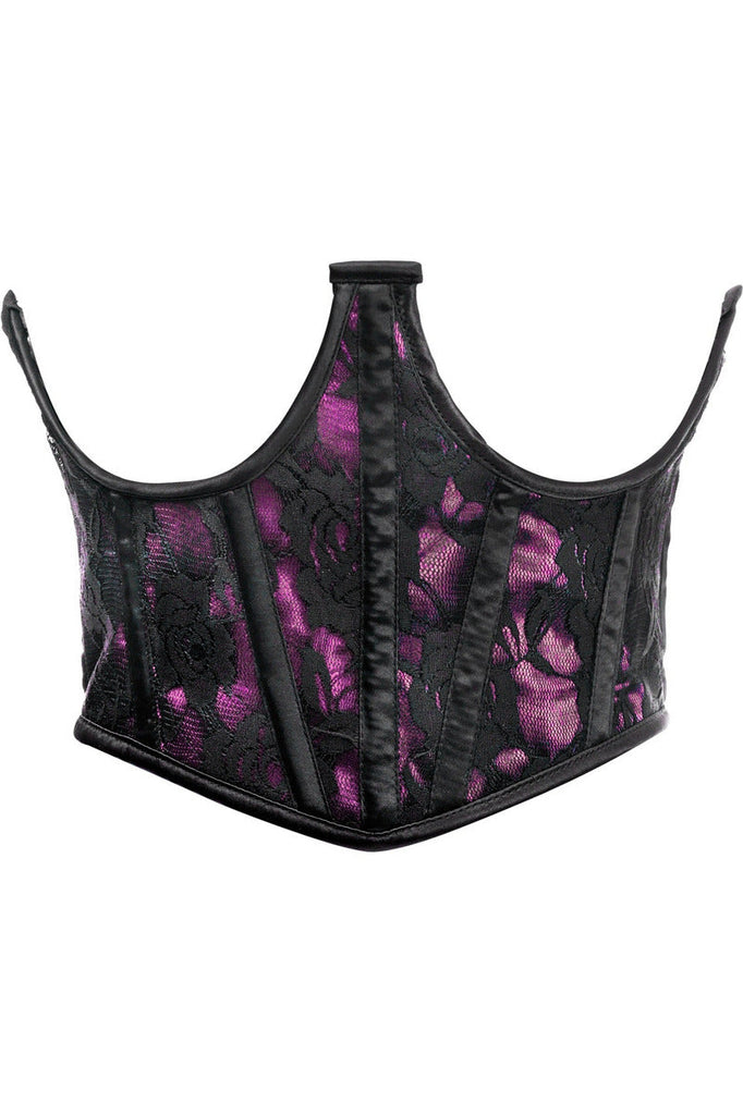 Lavish Pink w/Black Lace Overlay Open Cup Waist Cincher - Lust Charm 