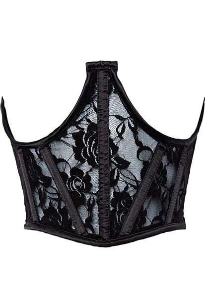 Lavish Black Sheer Lace Underwire Waist Cincher Corset - Lust Charm 