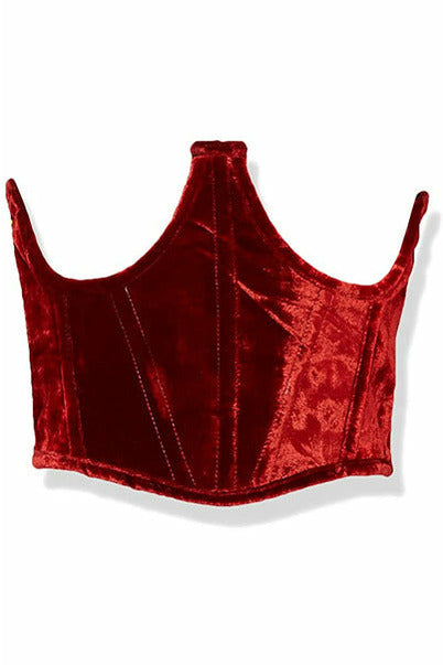 Lavish Red Velvet Underwire Waist Cincher Corset - Lust Charm 